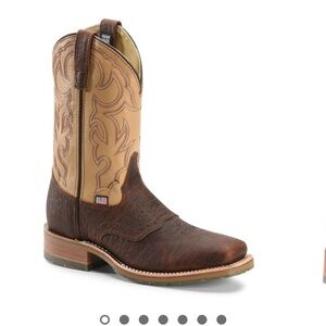 Men's Double H Brown and Tan Bison Leather Western Work Boots. 10.5 EE